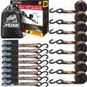 XSTRAP STANDARD Ratchet Tie Down Straps - 8PK - 1'' x 10 ft - 900 LB Break Strength Cargo Straps for Moving Appliances, Lawn Equipment, Motorcycle (Camouflage2)