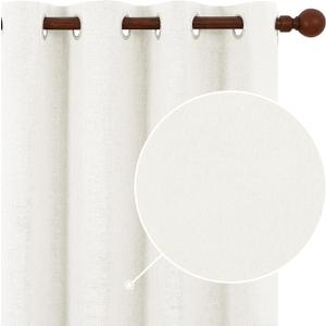 Deconovo Total Blackout Curtains Faux Linen Room Darkening Thermal Insulated Noise Reducing Energy Effcient Draperies for Living Room Bedroom (Greyish White, 52x108 Inch, 2 Panels) (52"W x 108"L (Pack of 2), Greyish White/Colored)
