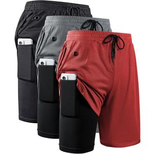 JWJ Men's 2 in 1 Workout Running Shorts 7 Inch Lightweight Athletic Gym Shorts with Compression Liner (L)