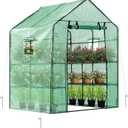 VIVOSUN 57x57x77 Inch Mini Walk in Green House with Window and Anchor, Plant Garden Hot House 2 Tiers 8 Shelves, 4.7 x 4.7 x 6.4 FT