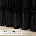 Seasonwood Black Shower Curtain Elegant Ruffle Shower Curtain with Ruched & Bow Vintage Farmhouse Shower Curtains for Bathroom Boho Bathroom Decor(Black,72x72 Inches)