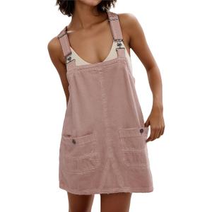 Womens Denim Overalls Dress Casual Summer Jeans Adjustable Strap Short Rompers with Pockets Pink S
