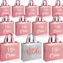 Cindeer 12 Pcs Let's Go Girls Bridesmaid Bags Holographic Bachelorette Gift Bags Glossy Bags(Silver, Rose Gold,I Do Crew)
