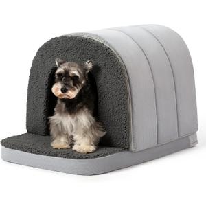 Orthopedic Dog Bed House - Dog House Indoor with Egg-Crate Foam - Tent Bed with Waterproof Lining & Nonskid Bottom, Ideal for Large Breeds & Fits 36-Inch Crate - 35"x22", Charcoal