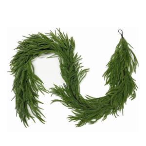 Christmas Garland Norfolk Pine Garland Real Touch Artificial Greenery Garland for Mantle Fireplace Table Indoor Outdoor Holiday Decortions 2 Pack