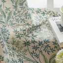 Floral Farmhouse Curtains Semi-Blackout Living Room Drapes 96 Inch Length Cotton Linen Blend Bohemian Window Curtain Panels White Bedroom Drapes, 1 Panel (Back Tab, 55" W x 96" L)