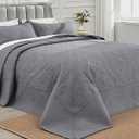 ENJOHOS Oversized King Quilt 120x120, California King Bedspread, Extra Wide Large King Size Quilts for Bed, Lightweight Reversible Microfiber 3Pieces Cal King Dark Grey Quilt