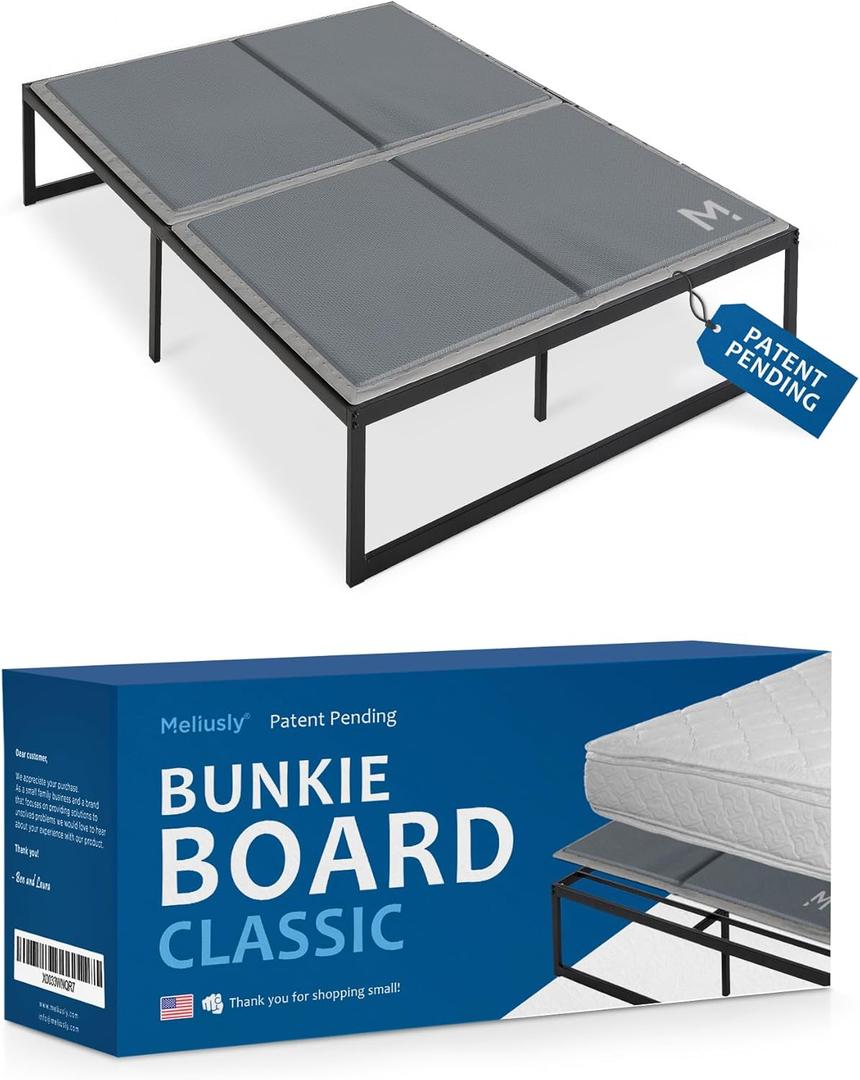 Meliusly Premium 10mm Bunkie Board Full Size (54x75'') Patent Pending Low Profile Bed Board Design - Breathable, Noise Minimizing, Moisture Resistant Bunkieboards, Low Profile Bed Support