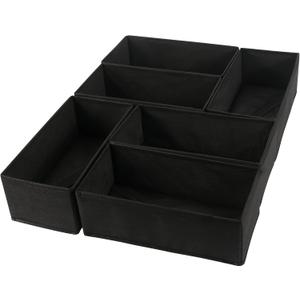 6 Pack Dresser Organizers - Drawer Organizers for Clothing & Baby, Woven-Fabric Storage Drawers (Black (1 Cell)