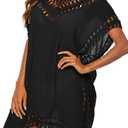 Adisputent Womens Swimsuits Cover Ups Crochet Chiffon Beach Cover Bathing Suit Bikini Wear Coverups Dress (XX-Large, Black)