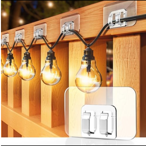 Galetcy Hooks for Outdoor String Lights - 50 Pack with Adhesive Strips - No Damage, No Tools, No Holes, Waterproof and UV-Resistant, Perfect for Christmas and Patio Decor 2 Boxes