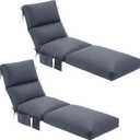 Kigley 2 Pcs Chaise Lounge Cushions, 78 x 22 x 4.7 Inch Outdoor Lounge Chair Cushions with Pocket, Thick Tufted Patio Recliner Replacement with Ties, Fade Resistant for Pool Furniture (Dark Gray)