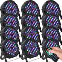 Handepo 12 Pcs 36 LED Par Lights DJ Stage Light 7 Channel Par Lighting for Stage with Remote Control and DMX Control Sound Activated Uplights for Events Club Music Disco Holiday Wedding Party