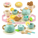 Wooden Tea Set for Little Girls Play Food Pretend Play Kitchen Accessories for 3 4 5 Years Old Girls and Boys Toddler Princess Tea Time Party Food Toys