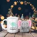 3 Pcs Christmas White Elephant Gifts for Women Elephant Coffee Mug Plush Doll Keychain and Bracelet with Inspirational Card Christmas Holiday Birthday Gift for Women Man Animal Lover
