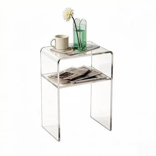 Clear Acrylic 2 - Tier End Table/Nightstand,23" H Sleek and Durable Bedside Storage. Ideal for Bedrooms, Living Rooms, and Modern Interiors. A Perfect Choice as a Bedside Table or Sofa Side Piece.