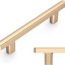 Amerdeco 10 Pack Brushed Brass Cabinet Pulls 3.75 Inch(96mm) Hole Center Drawer Pulls Cabinet Hardware Kitchen Cabinet Handles for Bathroom ZH0065