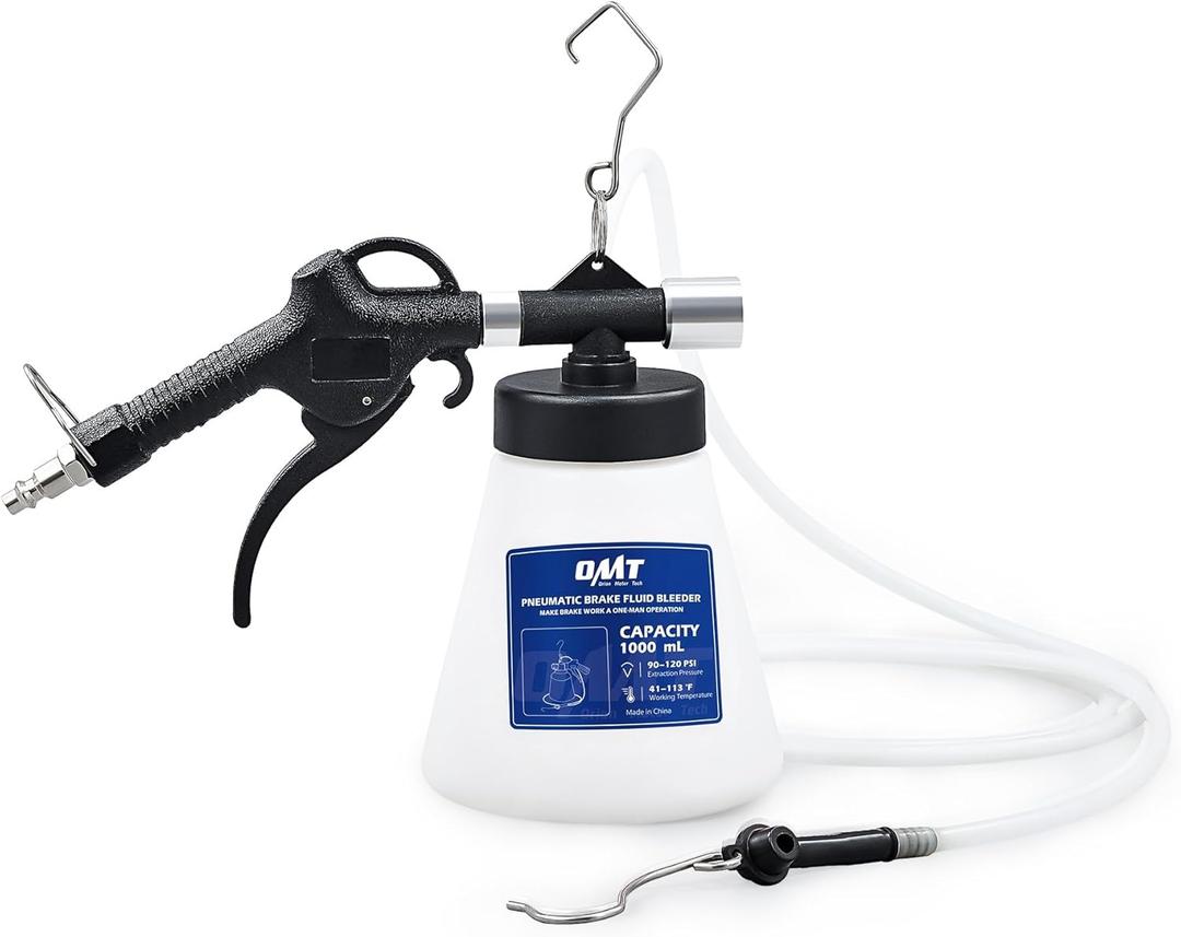 Orion Motor Tech Pneumatic Brake Bleeder Kit, 1.06 qt. Brake Fluid Bleeder Kit with 8 Master Cylinder Adapters, 1L Vacuum Brake Bleeder Set for One Person Brake Bleeding Automotive Fluid Extraction