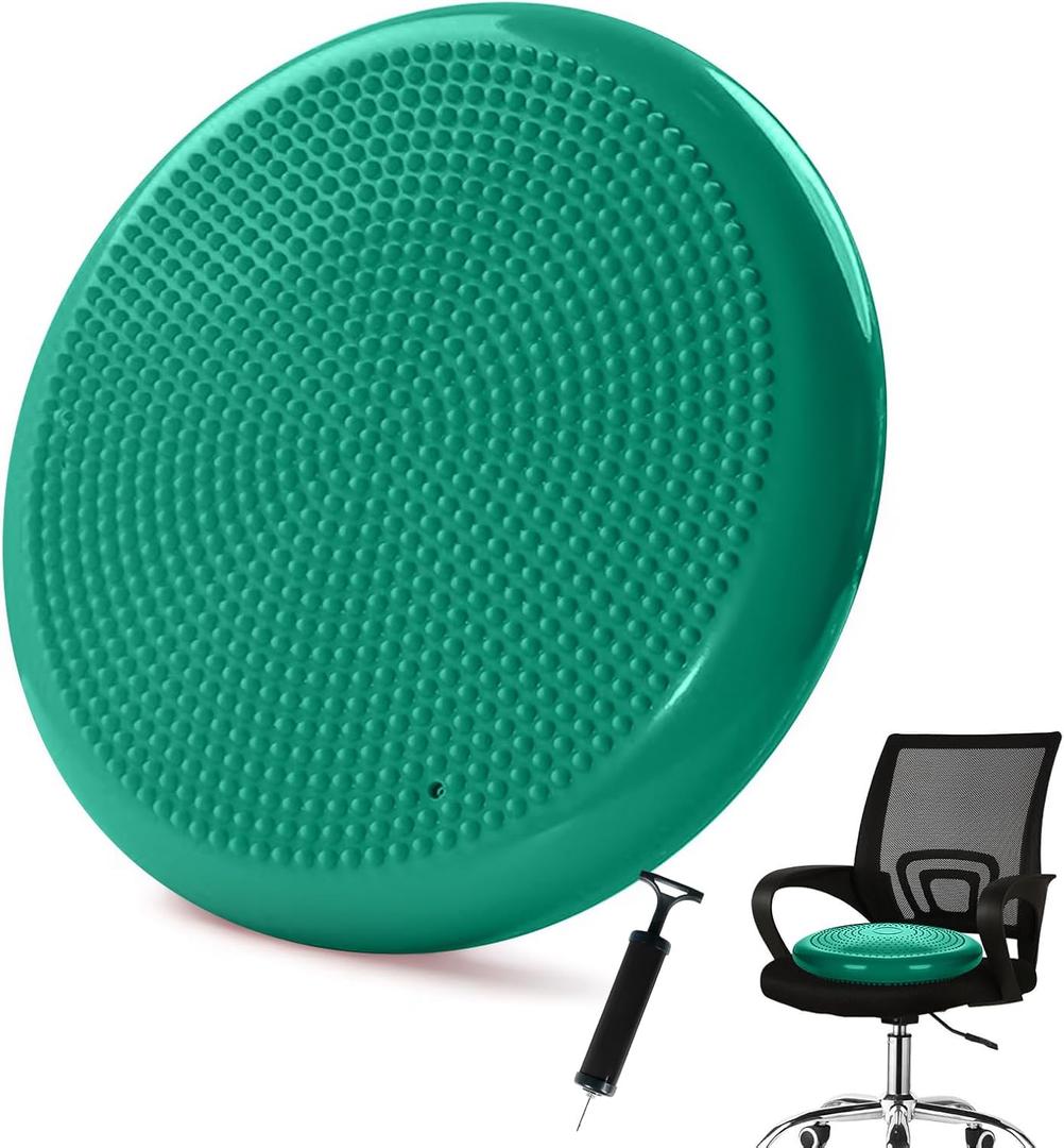 Wobble CushionWiggle SeatBalance Disc Extra Thick 34cm/13.4infor Balance Stability Training, Improve Sitting (Dark Green)