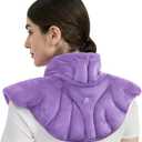 Microwavable Heating Pad for Neck and Shoulders, Weighted Microwave Moist Neck Wrap for Pain Relief Sore Muscle Stress Tension, Heated Wrap with Aromatherapy, Hot & Cold Compress, Purple