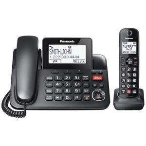 Panasonic Corded/Cordless Phone with Advanced Call Block, 2Way Recording and Digital Answering Machine, 1 Handset Expandable up to 6 Cordless Handsets  KXTGF850B (Black)