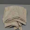 DecorUhome Spring Corduroy Beige Throw Pillow Covers 18x18 Set of 2 Decorative Soft Boho Farmhouse Couch Pillow Covers for Living Room Bed Sofa Broadside Striped Pillow Cases