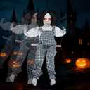 Joliyoou Halloween Decorations Outdoor, 31.5" H Sound Activated Hanging Boy Sitting on A Swing with Glowing Eyes, Creepy Sound & Kicking Legs, Life-Size Animatronic Ghost for Haunted House Decor