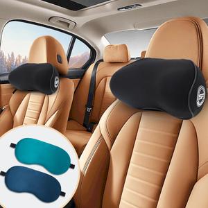 2 Pack - Car Headrest Pillow for Neck Support, 100% Memory Foam Car Neck Pillow with Sleep Mask - Universal Fit Head Rest Travel Pillow Car Pillow for Pain Relief While Driving (Contains 2 Eye Masks)