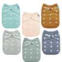 ALVABABY Baby Cloth Diaper 6 Pack with 12 Inserts One Size Cloth Diaper Covers Adjustable Washable Reusable for Baby Girls and Boys (Colors 108)