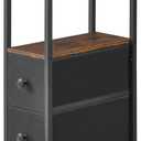 DALEMHOME End Table, Narrow Side Table with 2 Fabric Drawers, Slim Nightstand, Small Bedside Table with Storage, Living Room, Bedroom, Rustic Brown HKET1200BR