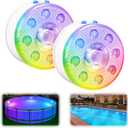 Rechargeable Submersible Pool Lights with Remote, Waterproof Underwater Charging Battery Operated Controlled Color LED Light with Magnet Floating Lights (2-Pack)