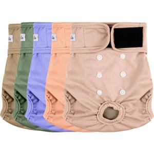 Female Dog Diapers 5Pcs - Premium Reusable Diapers for Doggie in Heat - Highly Absorbent Dog Diapers Female for Pet Incontinence with Adjustable Snaps,L (Morandi)