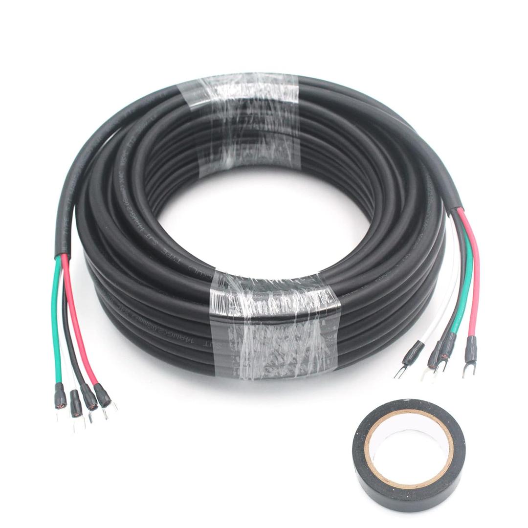 HANSUM 25ft Electrical Wires 14/4 AWG Conductor Automotive Wire for Mini Split Air Conditioner 14Gauge Speaker Low Voltage Wire 300V led Stranded PVC Cord Oxygen-Free Copper Cable Power (25FT)