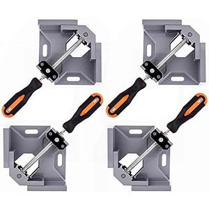 WYQYQ 4pcs Corner Clamp - Right Angle 90 Degree Wood Clamps For Woodworking, With Adjustable Swing Jaw Aluminum Alloy Frame, For Welding, DIY Woodworking