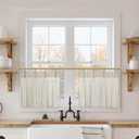 Lino Rosa 15 Inch Curtains Length,Cafe Striped Linen Farmhouse Sheer Small Window Curtains for Kitchen Bathroom,24 x 15 Inch Long 2 Panels Set (Taupe)