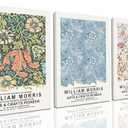 4 PCS William Morris Wall Art Set of 3 Vintage Botanical Wall Decor Nature Flower Exhibition Posters Retro Plant Canvas Prints Paintings for Living Room Bedroom Kitchen 16x24 Inch Framed