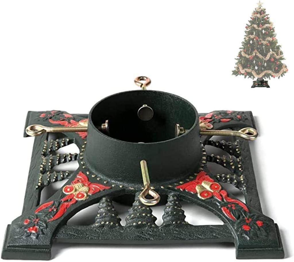 Ventray Christmas Tree Stand for Real Tree Up to 8 Ft, 13.66x13.66x4.1inches Classic Square Xmas Tree Pine Tree Base for Real Tree, Red