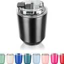 Puraville Insulated Tumblers with Lid, 10 oz Travel Coffee Mug Stainless Steel Vacuum Cup, Leak Proof Reusable Double Walled Coffee Tumbler for Iced and Hot Drinks, Black