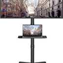BONTEC Mobile TV Stand, Tilt Rolling TV Cart with Media Shelf and Locking Wheels, Fits 23-60 LED, LCD, OLED Flat Curved TVs, Holds Up to 88lbs, Max VESA 400x400mm, Black
