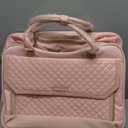 Rolling Laptop Bag Women, Rolling Briefcase for Women for Work, 17 Inch Computer Bag with Wheels, Fashion Flap Laptop Bag With Wheels for Work Business, for Teacher, TSA Friendly Design, Pink (Diamond Pink / Gold Telescopic Handle)