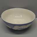 Maxdot Blue and White Bowl 10 x 5 Inch Large Hand Painted Stoneware Decorative Vase Bowl with Floral Chinoiserie Ceramic Design for Kitchen Centerpiece Creative Home Decor