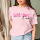 Women Breast Cancer Shirts Pink Ribbon Tshirt Cancer Awareness Support T-Shirt October Breast Cancer Tee Tops (Pink, L)
