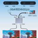 4 x USB C to VGA Multi Adapter, 4-in-1 USB C to HDMI VGA Converter for Dual Monitors with PD Charging and USB 3.0 Port, 1080P Display Adapter Compatible with MacBook Pro, Surface, Dell XPS, HP, and More