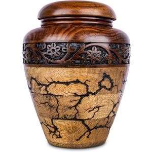 Cremation Urn for Human Ashes Adult Male or Female, Wooden Urn, Hand Carved Memorial, Large Adult Urn, Burial Urn, Wood Turned Casket for Men Women, Funeral Urn for Ashes (Keepsake 15 Cu/in)
