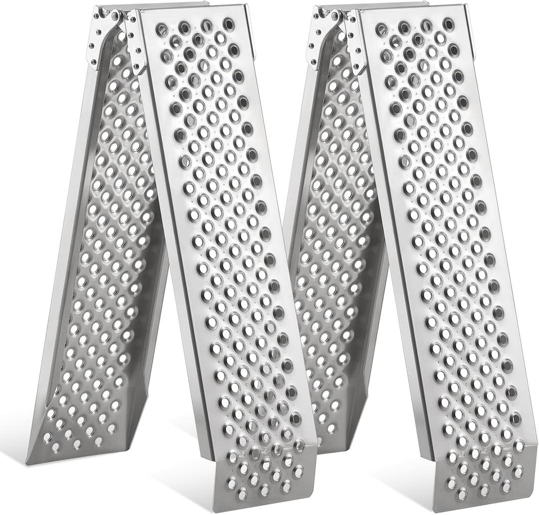 FACHNUO Aluminum Truck Ramps (2PC), 880lbs Capacity  Heavy Duty Loading Ramp for Pickup Trucks, Motorcycles, Dirt Bikes, ATVs, UTVs, Lawn Mowers, Golf Carts, Trailers  63''L x 8.5''W Tailgate Ramp