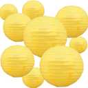 BEISHIDA Yellow Round Paper Lanterns Decorative Hanging Asia Chinese Japanese Paper Lanterns Lamp for Birthday Halloween Wedding Baby Bridal Shower Fall Home Decor Party Decoration10 Packs, 4681012 Inch
