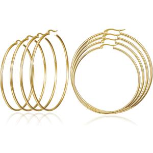 Huge Gold Hoop Earrings for Women - Plated Stainless Steel, 70-100mm Large Hooped Earrings