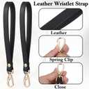 Leather Wristlet Strap, Wrist Lanyard Hand Strap Replacement for Wallet Purse Clutch Pouch Phone ID Badge, Gold Buckle