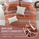 Quilta Boho Duvet Cover King Size - 100% Cotton Red King Duvet Cover Set Bohemian 3 Pieces Soft Comforter Set with Zipper Closure 8 Corner Ties for All Seasons, Burnt Orange/White ((104"x90") King)