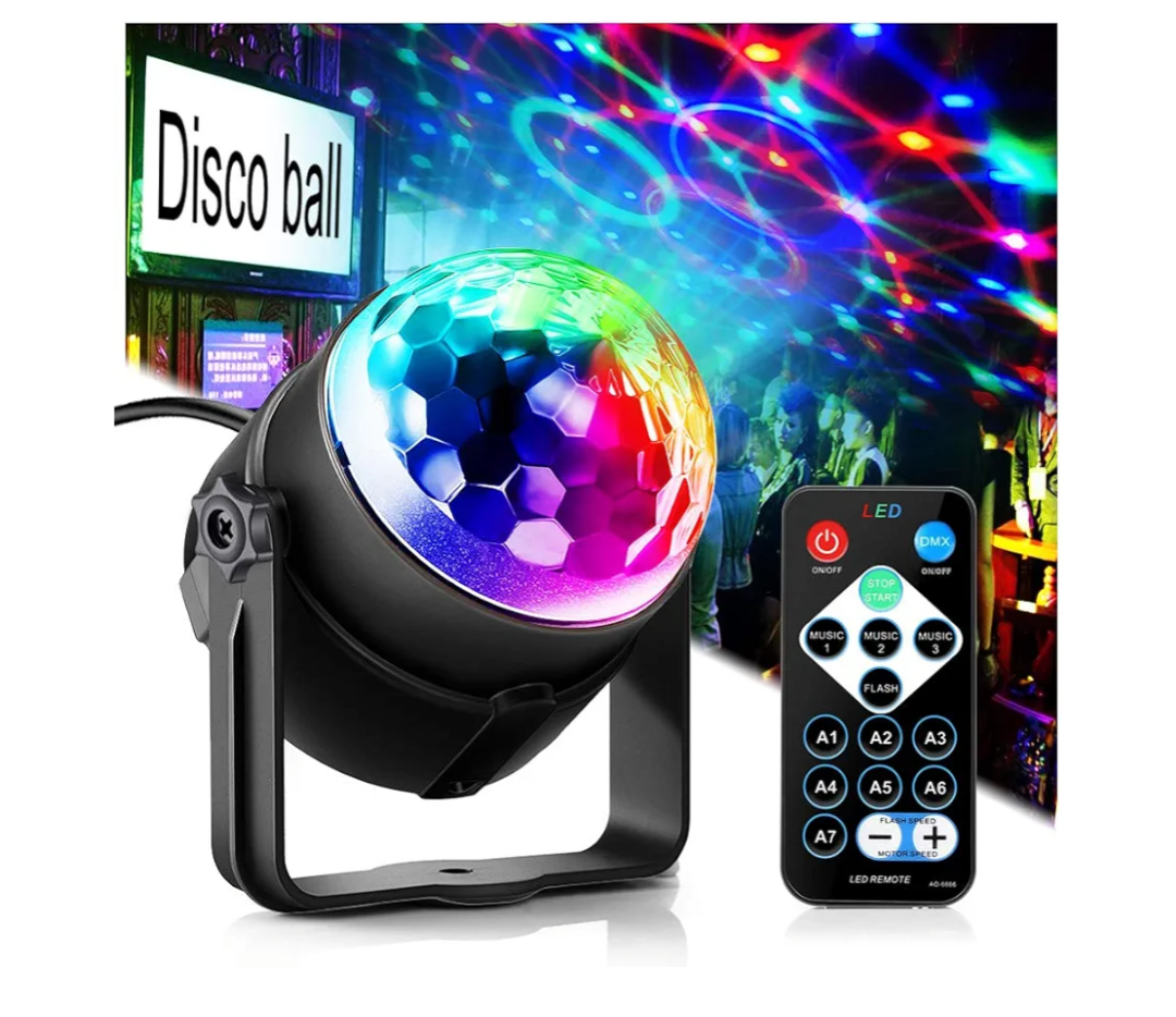 Party Disco Ball Dj Dance Lights Disco Strobe Rave Sound Activated Projector Effect Stage Light Remote Control for Birthday Xmas Wedding Bar Kids Christmas Glow Party